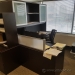 Espresso L-Suite Desk with Pedestal and Overhead Storage